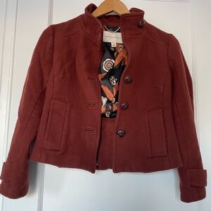 Banana Republic 100% wool cropped jacket Brown with fun lining. SZ  XS
